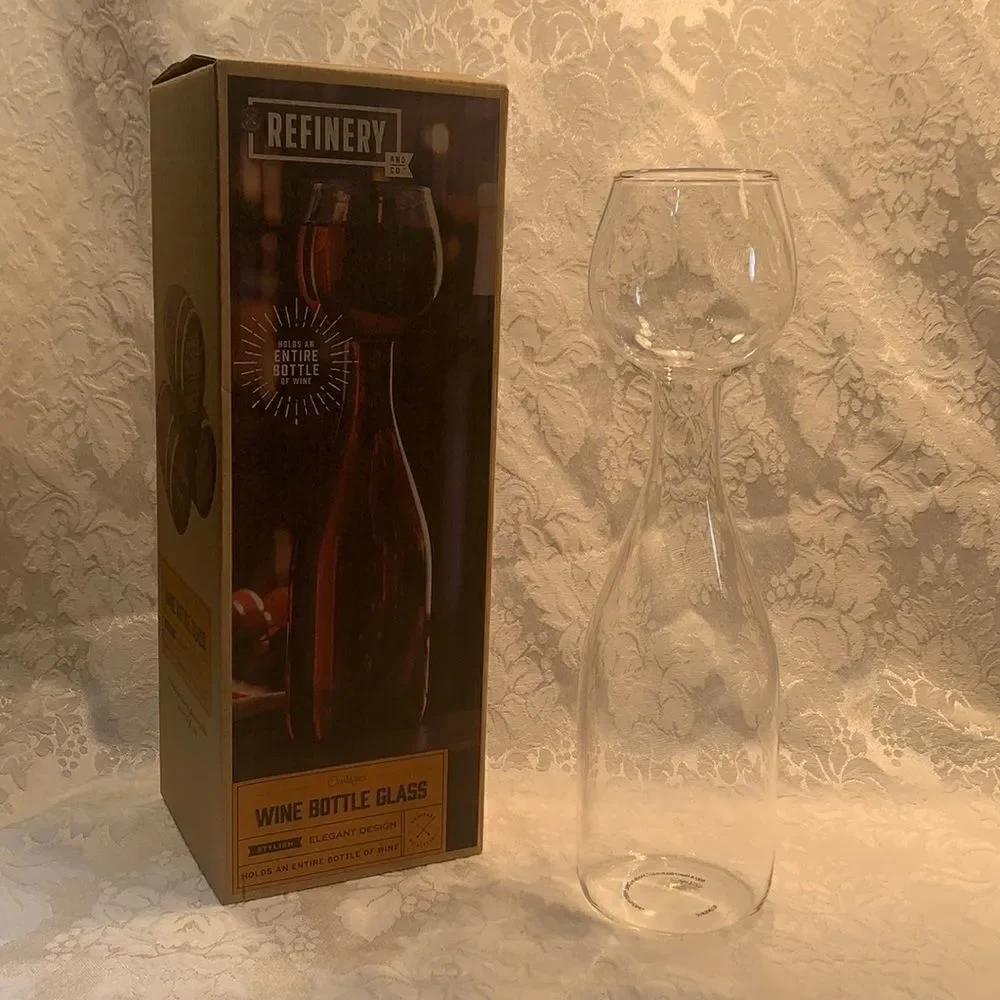 Wine Bottle Glass Refinery 25 Fluid Ounces Stylish Elegant Unique Playful Glass
